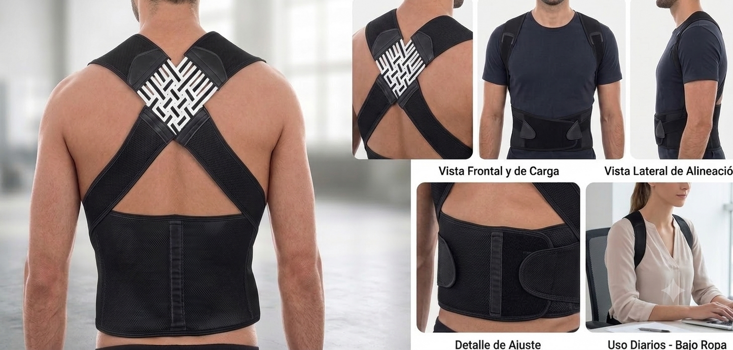 Corrector Postural Lumbar Soporte Para Corregir Postura Transpirable Alivio del Dolor de Espalda y Cervicales